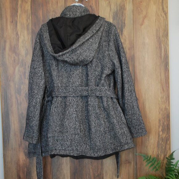 Details INTL Black/White Women's Speckled Double Breast Pea Coat M - Picture 5 of 7